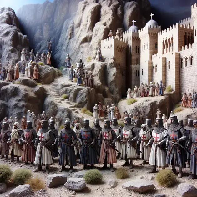 Dioramas Das Cruzadas Com Templários E Fortalezas Do Oriente Médio
