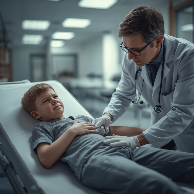 Pessoa com dor abdominal, um dos principais sintomas de infecção intestinal.