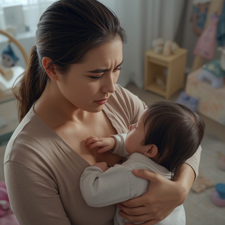 Mãe cuidando de criança com sintomas de infecção intestinal em casa